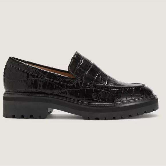 EVERLANE The Lug Loater Black Crocodile Leather Slip On Moc Toe Size 9.5 NEW - Picture 2 of 9